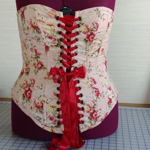 Plus Size Victorian Lace Up Inspired Print Corset